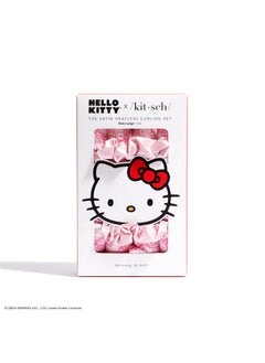 Kitsch Hello Kitty x Kitsch Satin Jumbo Overnight Heatless Curling Set - Hair Rollers and Curling Rod Headband for No-Heat Soft Curls - Pink Kitty Faces  - Image 3