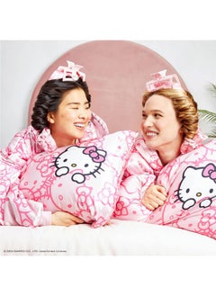 Kitsch Hello Kitty x Kitsch Satin Jumbo Overnight Heatless Curling Set - Hair Rollers and Curling Rod Headband for No-Heat Soft Curls - Pink Kitty Faces  - Image 5