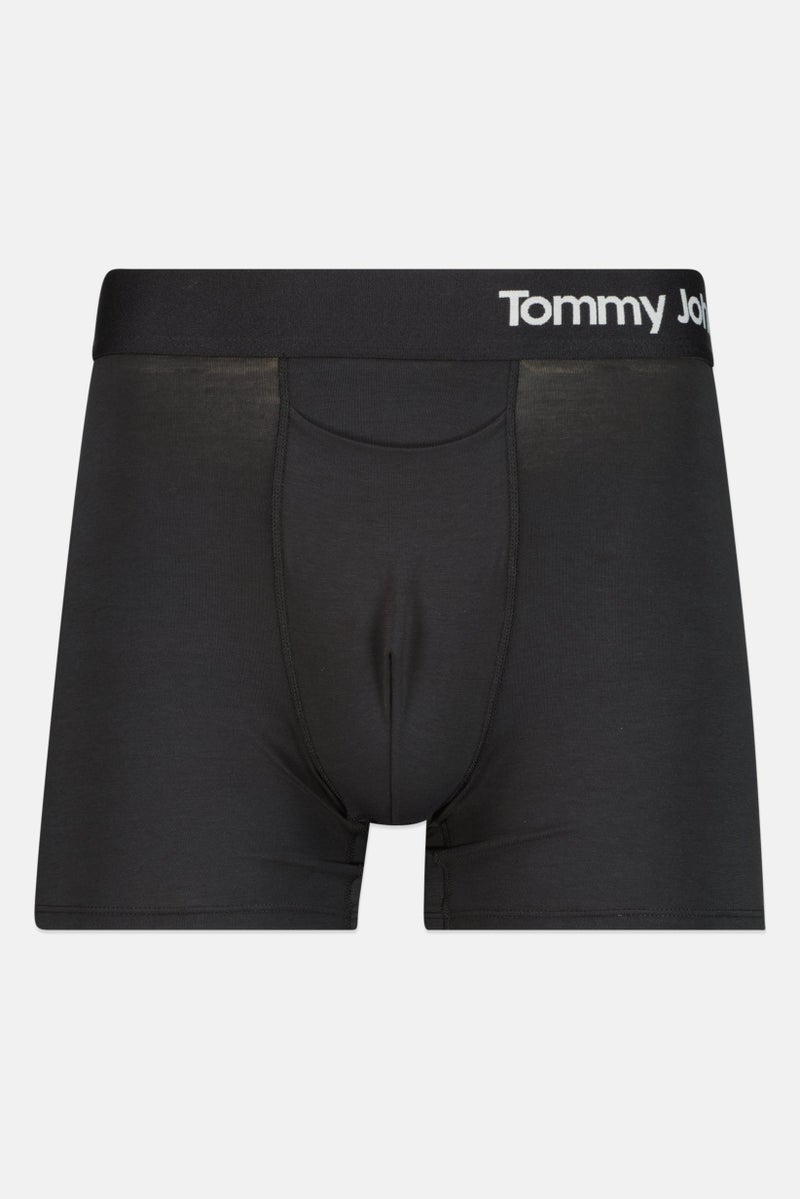 Tommy John Men 2 Pieces 4 inseam Brand Logo Boxer Briefs, Black - Image 3