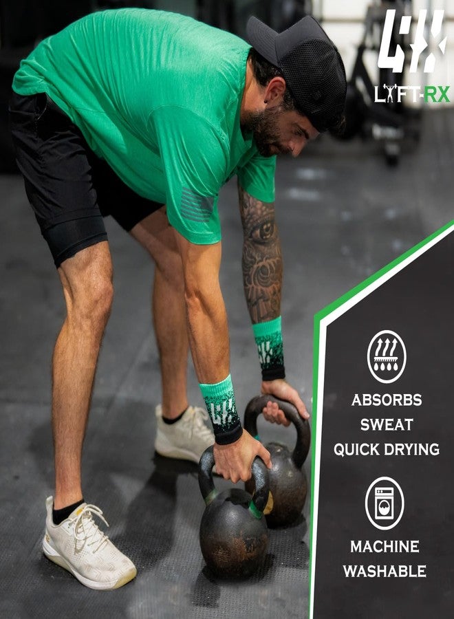 LYFT-RX Wrist Sweatbands, Thick Absorbent Fit, Gradient Style for Weightlifting, Gym, Workout, Cross Training, Weight Lift & Sports, 5-inch Sweat Wrist Band, 1 Pair/1 Size Fits All - Gradient Green - Image 4