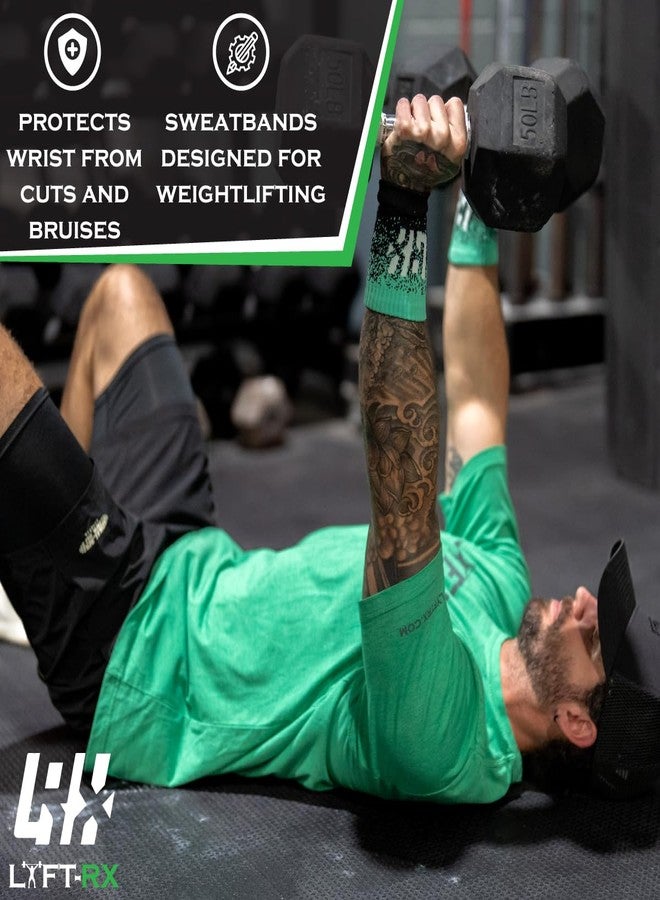LYFT-RX Wrist Sweatbands, Thick Absorbent Fit, Gradient Style for Weightlifting, Gym, Workout, Cross Training, Weight Lift & Sports, 5-inch Sweat Wrist Band, 1 Pair/1 Size Fits All - Gradient Green - Image 2