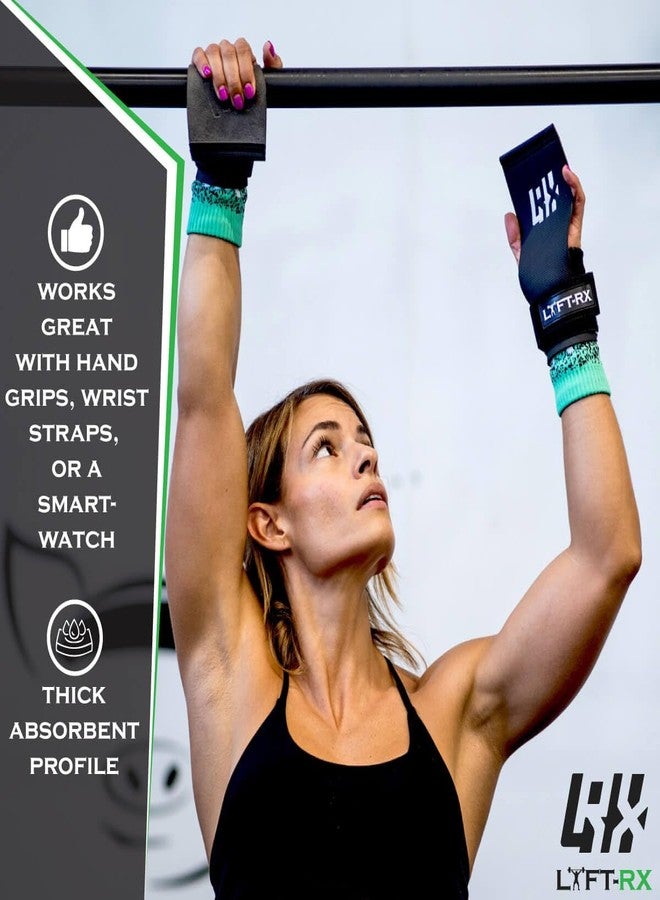 LYFT-RX Wrist Sweatbands, Thick Absorbent Fit, Gradient Style for Weightlifting, Gym, Workout, Cross Training, Weight Lift & Sports, 5-inch Sweat Wrist Band, 1 Pair/1 Size Fits All - Gradient Green - Image 3