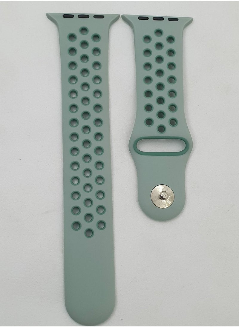 Generic - Soft Silicone Replacement Sports Strap For Apple Watch Series 7 - 45MM - Mint/Grey - Image 1