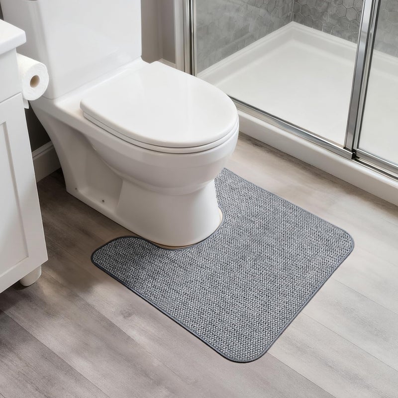 Bosap Toilet Rugs U Shaped Bathroom Rug,Machine Washable Non Slip Quick Dry Super Absorbent Ultra Thin Toilet Mats for Bathroom Toilet.Grey,1'8"x2'(20x24inch) - Image 1