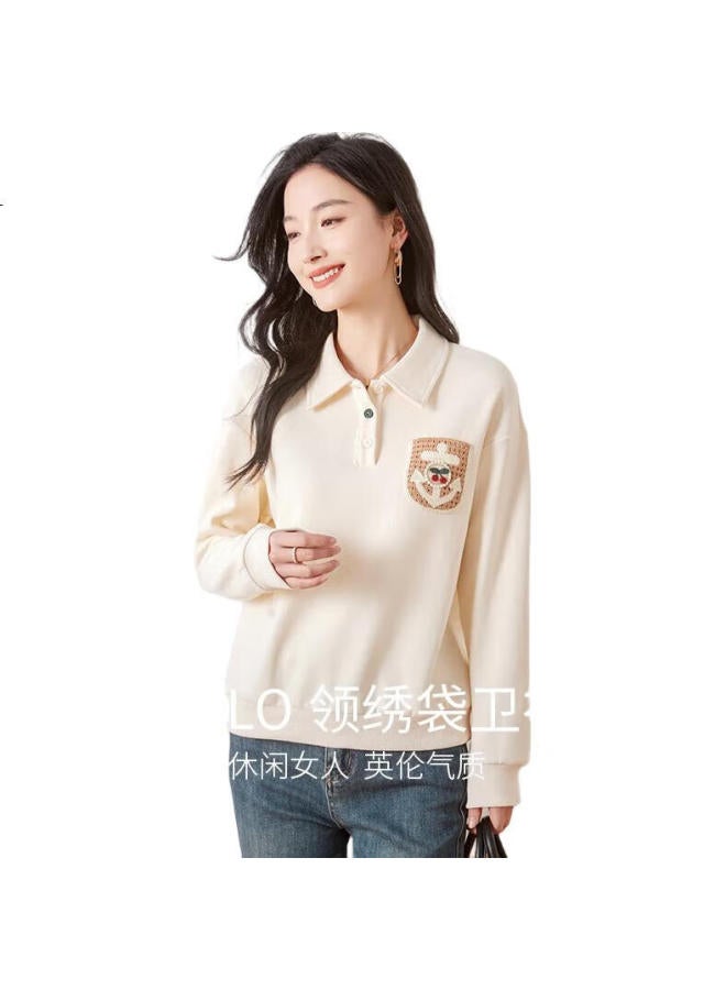 First Application Chushen Chunqiu Women'S Sweatshirt, Preppy Style, Polo Collar, Cherry Decoration, Loose Casual Top, S13Kw1097 - Image 2