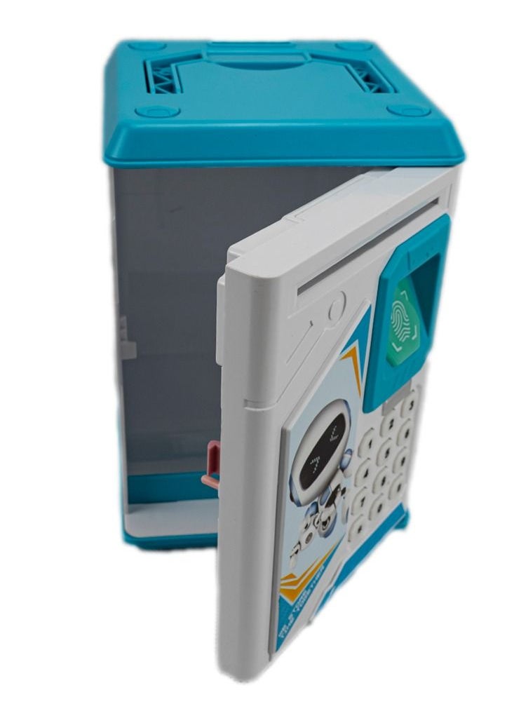Robot Bodyguard Piggy Bank, Money Box with Electronic Lock, ATM Machine, Blue