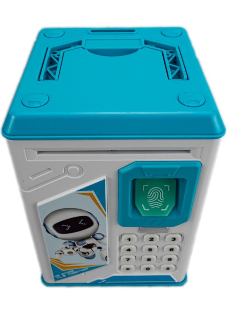 Robot Bodyguard Piggy Bank, Money Box with Electronic Lock, ATM Machine, Blue