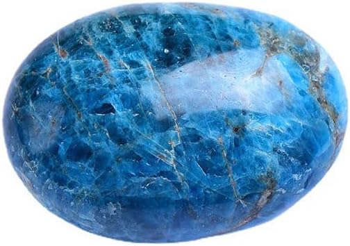 StoneStory Natural Blue Apatite Palm Stone Healing Crystal Quartz Gemstone Worry Pocket Stone Reiki Balancing Irregular Shaped Sphere (Blue Apatite 100-200grams)