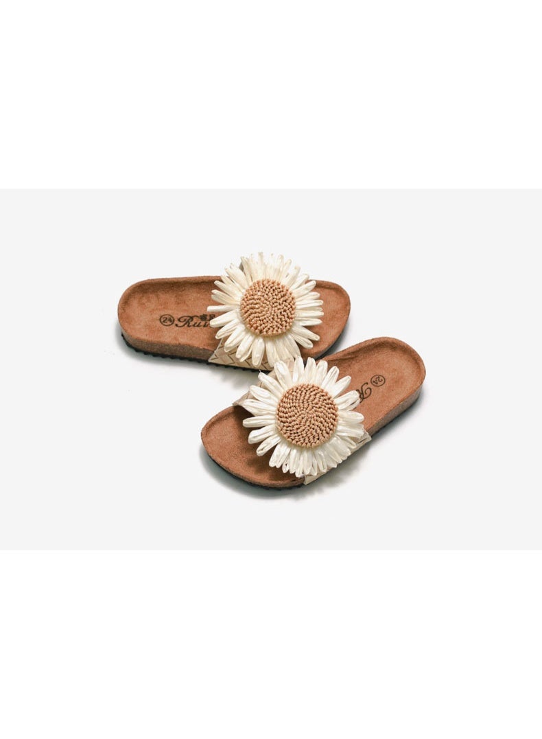 NIBEMINENT Slippers For Girls Fashion  Non-Slip Wear Comfort Children Shoes Sunflower Flat Bottom Slides Sandals Soft Sole Flip-Flops  - Image 3