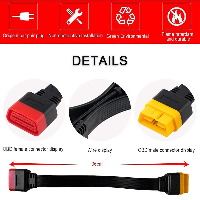 AMHTDOL Universal OBD2 Extension Cable Automotive Diagnostic Scan Tool Full 16Pin Male to Female Extension Cable for All Car Check OBDII Vehicle Engine Computer Diagnostic Tool Scanner Forscan Obd2 Adapter - Image 4