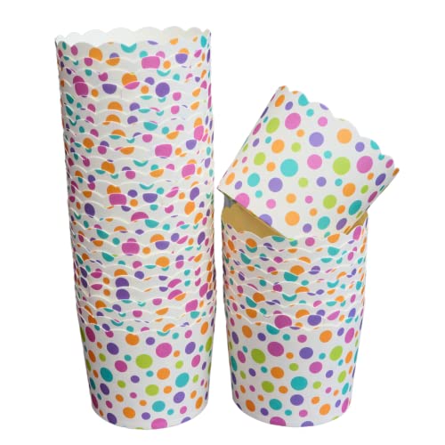 BAKE-IN-CUP Paper Baking Cups (Polka Dots), Greaseproof Disposable Cupcake Liners (Multi, Large Cups (50-Pack)) - Image 2