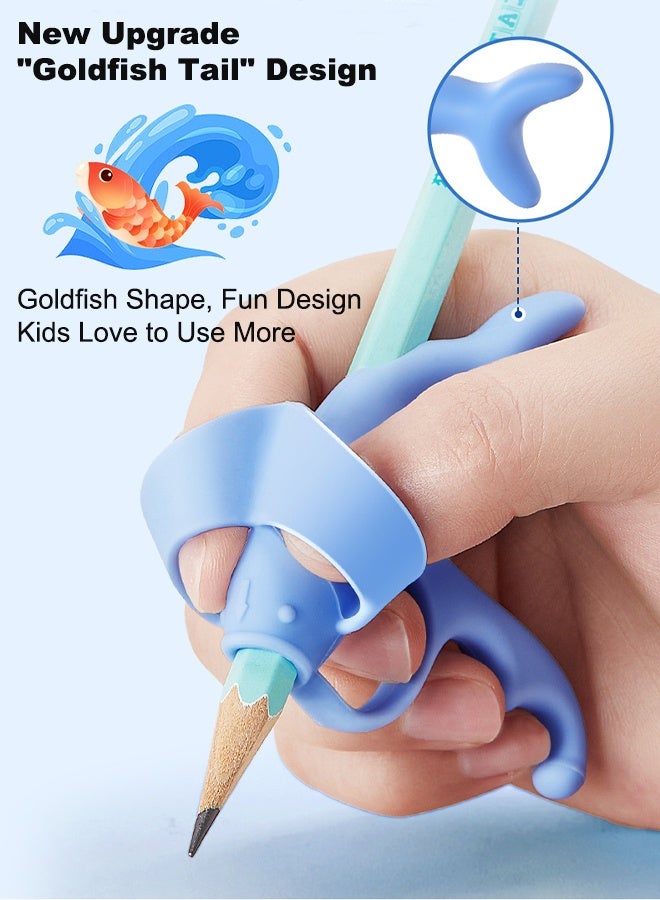 2Pack Pencil Grips, Soft Silicone Pencil Holders, Handwriting Posture Correction Finger Grip for Kids, Universal Handwriting Corrector Grip for Preschoolers, Handwriting Aid Correction Tool (Blue) - Image 5