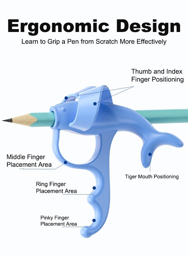 2Pack Pencil Grips, Soft Silicone Pencil Holders, Handwriting Posture Correction Finger Grip for Kids, Universal Handwriting Corrector Grip for Preschoolers, Handwriting Aid Correction Tool (Blue) - Image 2