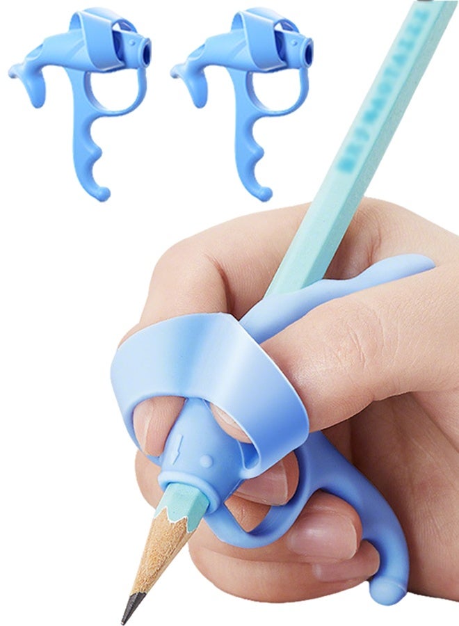 2Pack Pencil Grips, Soft Silicone Pencil Holders, Handwriting Posture Correction Finger Grip for Kids, Universal Handwriting Corrector Grip for Preschoolers, Handwriting Aid Correction Tool (Blue) - Image 1