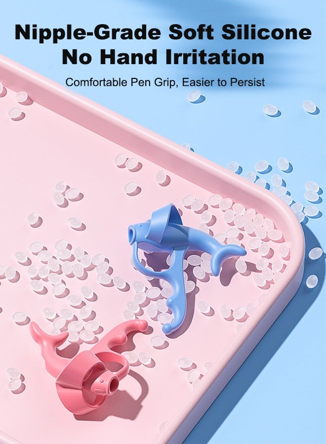 2Pack Pencil Grips, Soft Silicone Pencil Holders, Handwriting Posture Correction Finger Grip for Kids, Universal Handwriting Corrector Grip for Preschoolers, Handwriting Aid Correction Tool (Blue) - Image 3