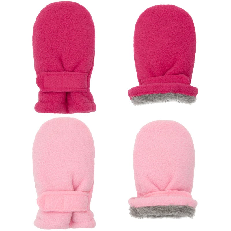 Reyow Toddler Mittens Baby Boy Girls Winter Warm Mittens Kids Easy-On Sherpa Fleece Lined Mittens Snow Infant Gloves 2 Pairs - Image 1