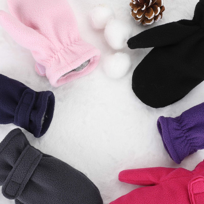 Reyow Toddler Mittens Baby Boy Girls Winter Warm Mittens Kids Easy-On Sherpa Fleece Lined Mittens Snow Infant Gloves 2 Pairs - Image 2