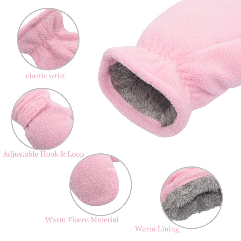 Reyow Toddler Mittens Baby Boy Girls Winter Warm Mittens Kids Easy-On Sherpa Fleece Lined Mittens Snow Infant Gloves 2 Pairs - Image 4