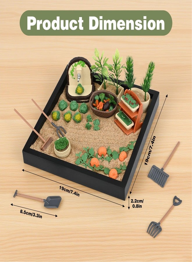 Dreamon Zen Sand Garden for Desk - Vegetable Gardening Themed Sand Tray Therapy Kit with 56 Accessories & Encouragement Cards - Meditation Room & Office Stress Relief Toy - Funny and Novelty Gift Idea - Image 2