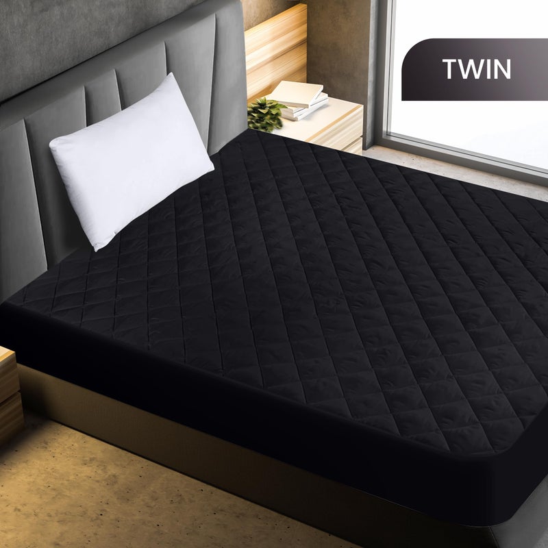 Utopia Bedding Quilted Fitted Mattress Pad  Twin Size  Elastic Fitted Mattress Topper Protector and Cover Stretches up to 16 Inches Deep  Machine Washable (Black) - Image 2