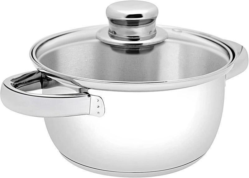 Repeated detach compatible build Stainless Steel Casserole with Glass Lid, 16 cm, Stainless Steel Multi-goal comprehensive design - Image 3