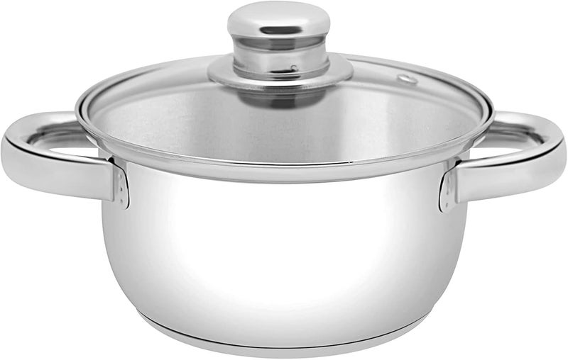 Repeated detach compatible build Stainless Steel Casserole with Glass Lid, 16 cm, Stainless Steel Multi-goal comprehensive design - Image 1
