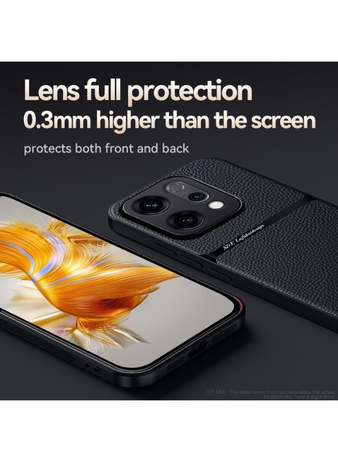 Phone Case Cover Leather TPU Back Case Cover shock resistant Compatible with Oppo Reno 14  (Black) - Image 4