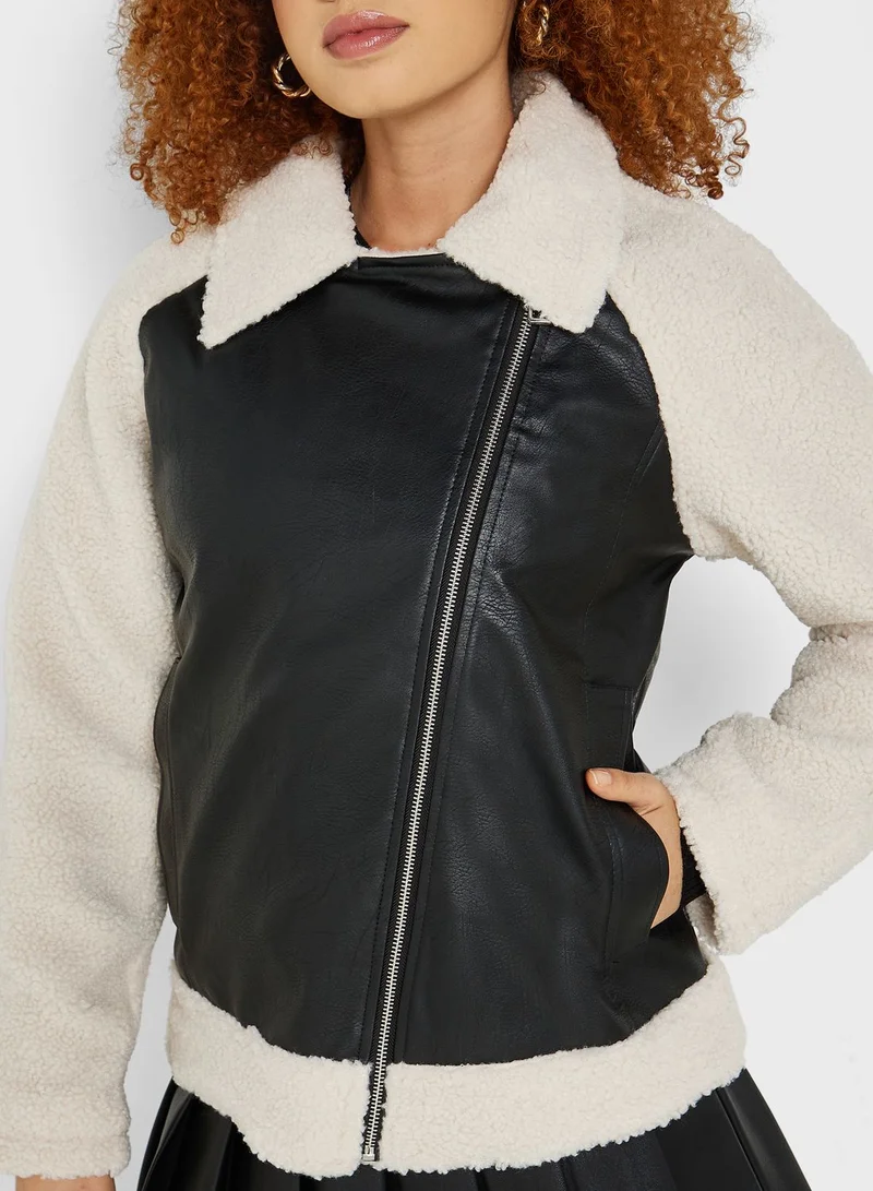 ONLY Pu Color Block Jacket