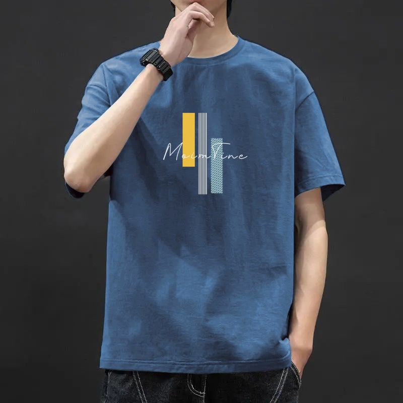 Short-Sleeved T-Shirt Men'S 2024 Men'S Round Neck Loose Short-Sleeved T-Shirt Korean-Style Students Half-Sleeved Trendy T-Shirt - Image 2