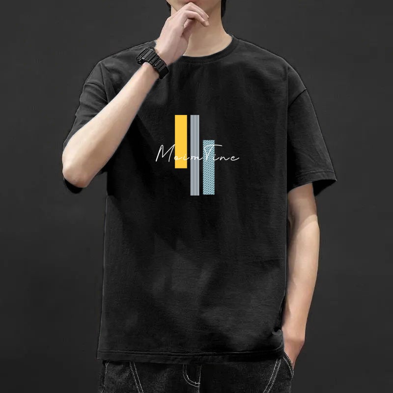 Short-Sleeved T-Shirt Men'S 2024 Men'S Round Neck Loose Short-Sleeved T-Shirt Korean-Style Students Half-Sleeved Trendy T-Shirt - Image 1