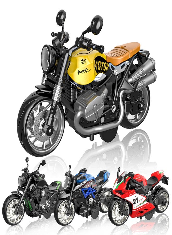 lausomile Alloy Metal Diecast Motorcycle Toy Set, 4 Pack of 1:12 Scale Die-Cast Motorcycles Model with Light&Sounds, Pull Back Function Toy Moto Bike for Kids Boys Girls and Collectors Ages 3 and up - Image 1