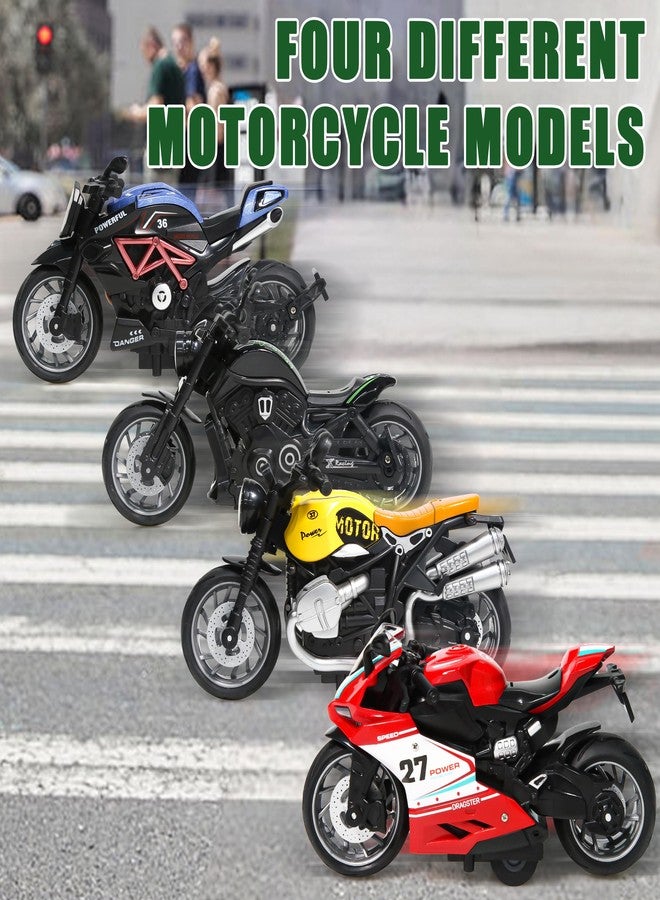 lausomile Alloy Metal Diecast Motorcycle Toy Set, 4 Pack of 1:12 Scale Die-Cast Motorcycles Model with Light&Sounds, Pull Back Function Toy Moto Bike for Kids Boys Girls and Collectors Ages 3 and up - Image 5