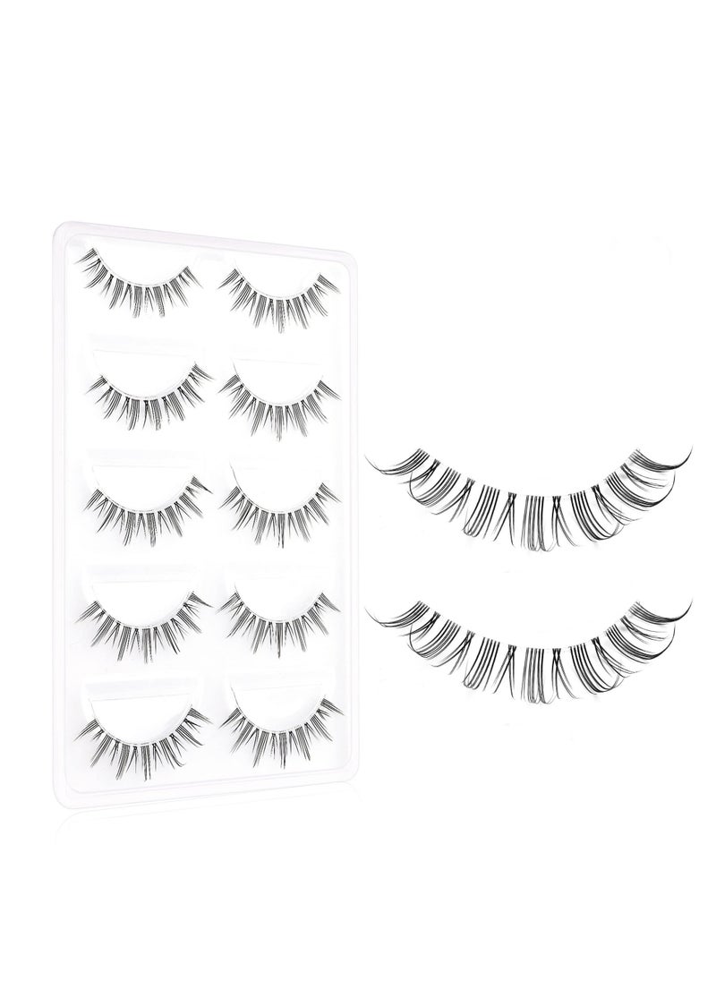Generic 5 Pairs of Natural Wispy False Eyelashes for a Flawless Look Easy to Apply Half Lashes Perfect for Everyday Use  - Image 1