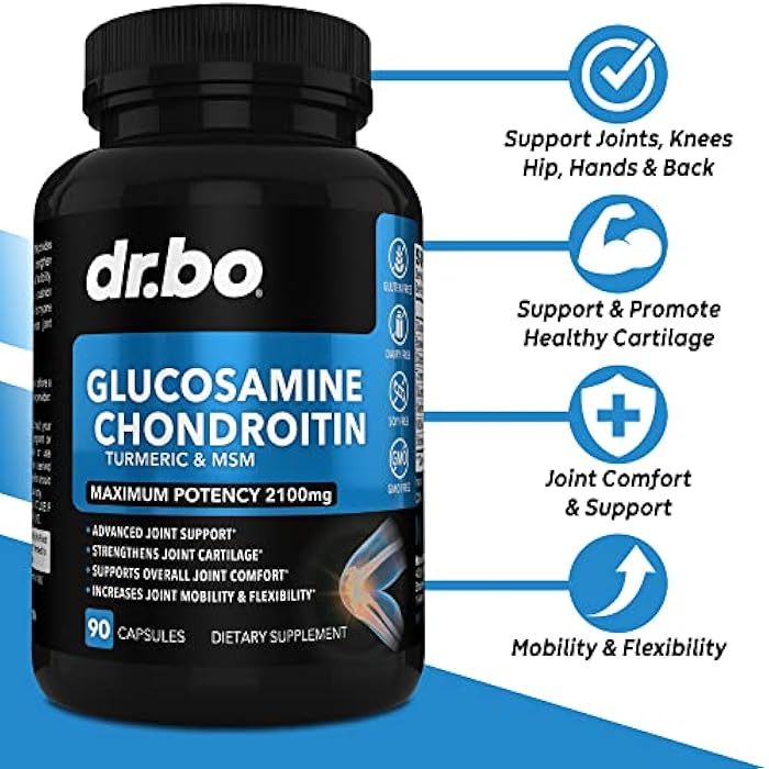 dr.bo Glucosamine Chondroitin MSM Turmeric - Joints Health Supplement 2100mg Knee Bone & Joints - Joint Support Supplement Pills Advanced Glucosamine Sulfate Capsules Joint Supplements for Men Women Adults - Image 2