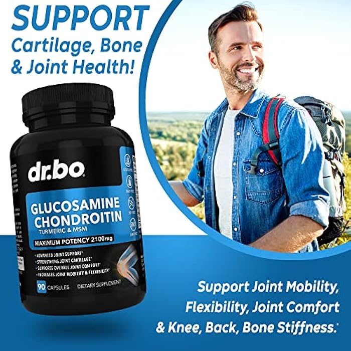 dr.bo Glucosamine Chondroitin MSM Turmeric - Joints Health Supplement 2100mg Knee Bone & Joints - Joint Support Supplement Pills Advanced Glucosamine Sulfate Capsules Joint Supplements for Men Women Adults - Image 3
