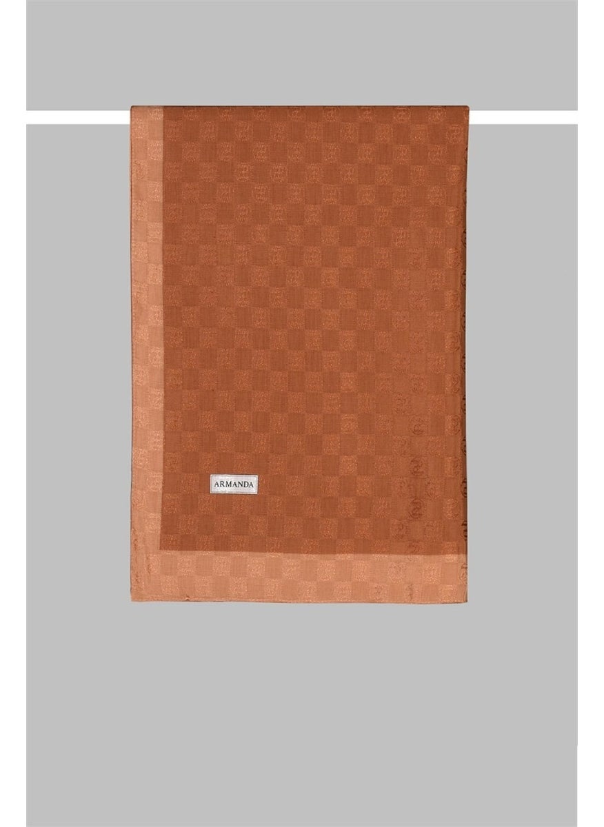 Armanda Checkered Monogram Patterned Shawl 3041-Crimson  - Image 1
