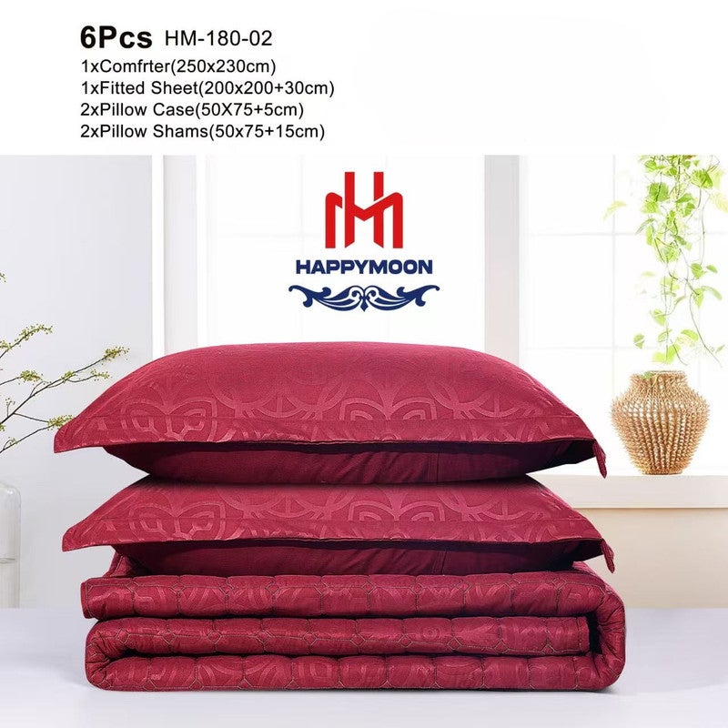 HAPPYMOON طقم لحاف الفراش Happymoon بحجم كينج - طقم سرير مبطن صلب مكون من 6 قطع من قماش ستوكات ، ويشمل لحاف ، وشرشف مطاطي ، وسادة وسادة وأغطية لنوم ناعم ومريح - Image 2