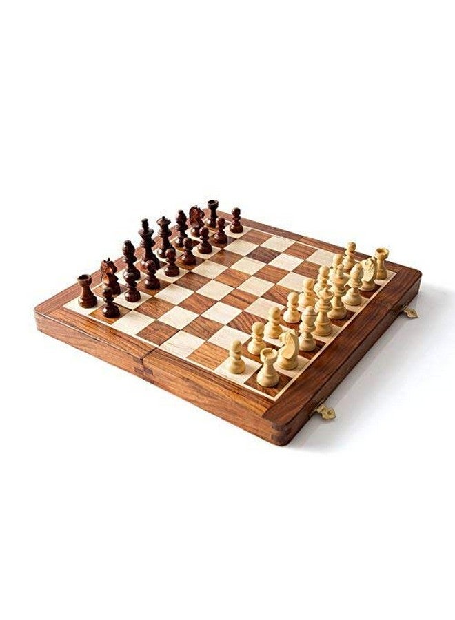 ITOS365 Folding Magnetic Travel Chess Board Set Wooden Game Handmade, Classic Game of Brilliance, 12 inches Gifts Items,for 24 years - Image 1