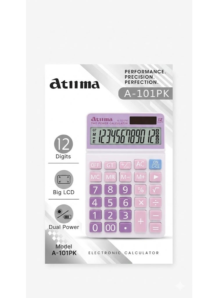 آلة حاسبة إلكترونية مكتبية A-101GN، شاشة LCD كبيرة مكونة من 12 رقمًا، مزودة بنظام طاقة مزدوج وشاشة قابلة للتعديل. آلة حاسبة مكتبية احترافية وعملية مصممة للاستخدام في المكاتب والمدارس، تتميز بشاشة كبيرة وواضحة، وزاوية شاشة قابلة للتعديل، ونظام طاقة مزدوج موثوق لإجراء العمليات الحسابية اليومية. - Image 2