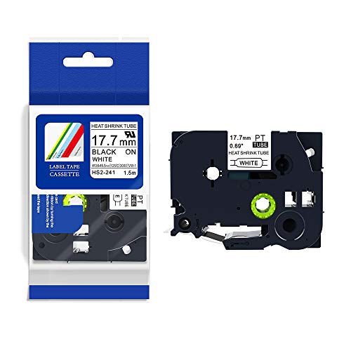 IDIK HS2-241 HSe 241 Label Tape for Brother Black on White 18mm Heat Shrink Tubing for Brother Marking Cables Fiber and Wires - Image 1