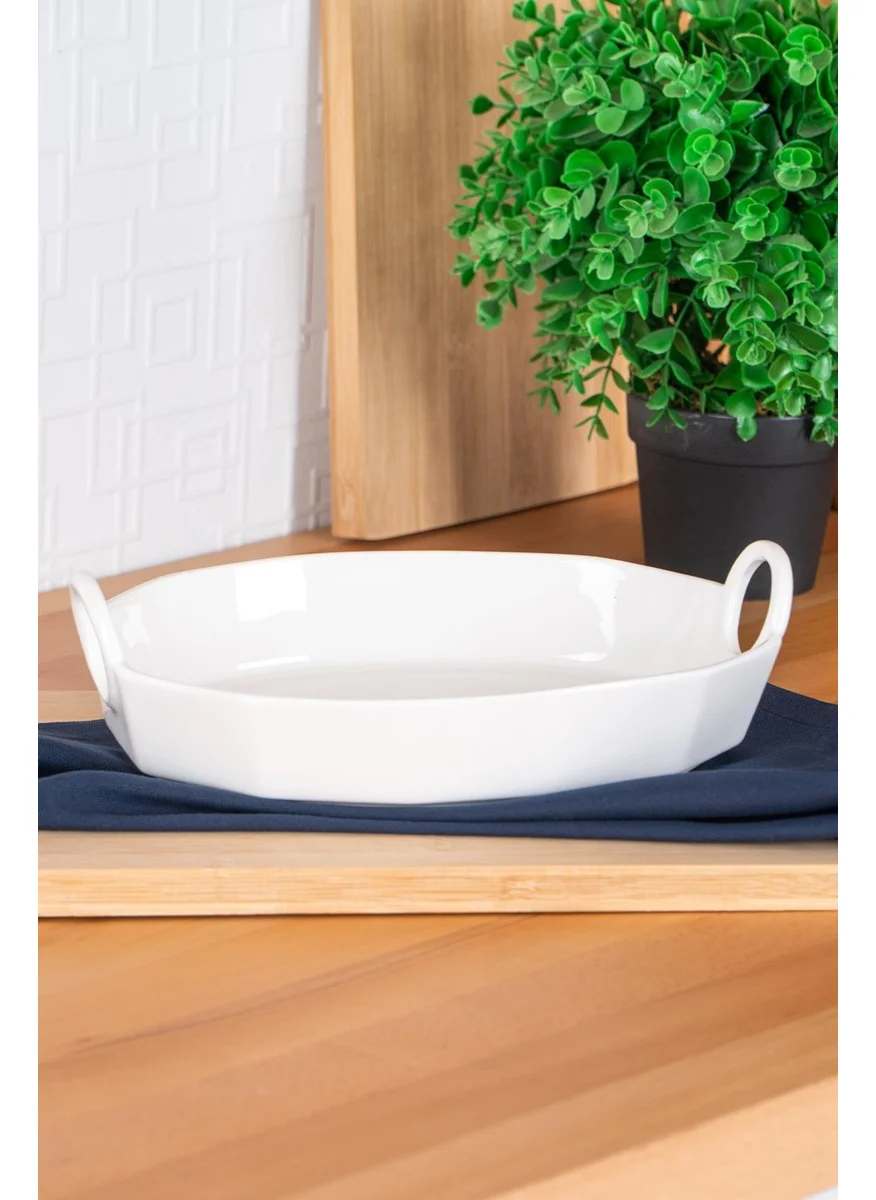 Acar Hexagon Art Oval Bowl with Handle 26 cm