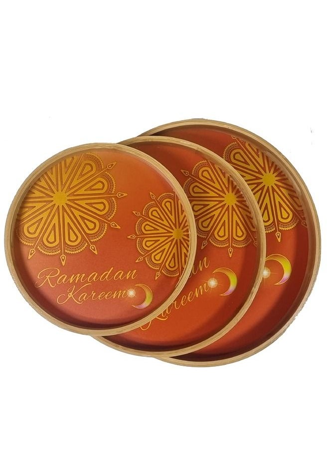 NKX - Set of 3  Round Serving Wooden Tray - Image 1