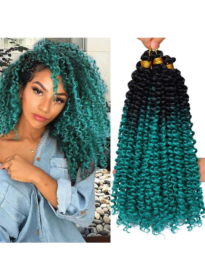 Ms Aloe 5Pack Marlybob Water Wave Crochet Curly Hair 100G/Pack Jerry Curly Crochet Braids Ombre Green Kinky Curly Synthetic Twist Braiding Hair For Black Women(1B/Green) - Image 1