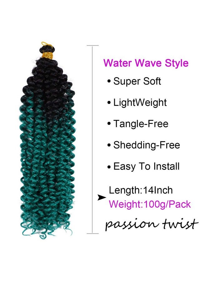 Ms Aloe 5Pack Marlybob Water Wave Crochet Curly Hair 100G/Pack Jerry Curly Crochet Braids Ombre Green Kinky Curly Synthetic Twist Braiding Hair For Black Women(1B/Green) - Image 3