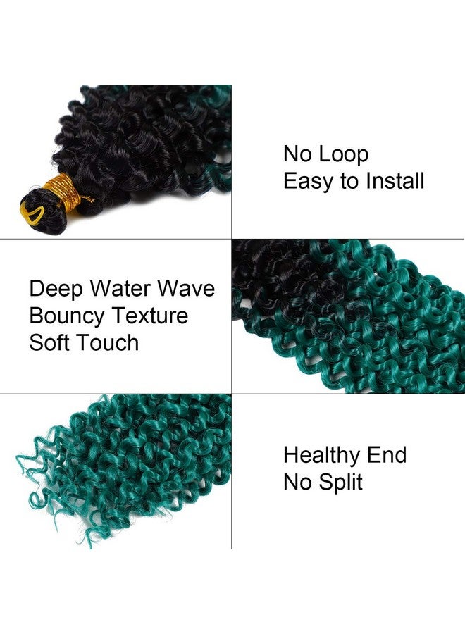 Ms Aloe 5Pack Marlybob Water Wave Crochet Curly Hair 100G/Pack Jerry Curly Crochet Braids Ombre Green Kinky Curly Synthetic Twist Braiding Hair For Black Women(1B/Green) - Image 4
