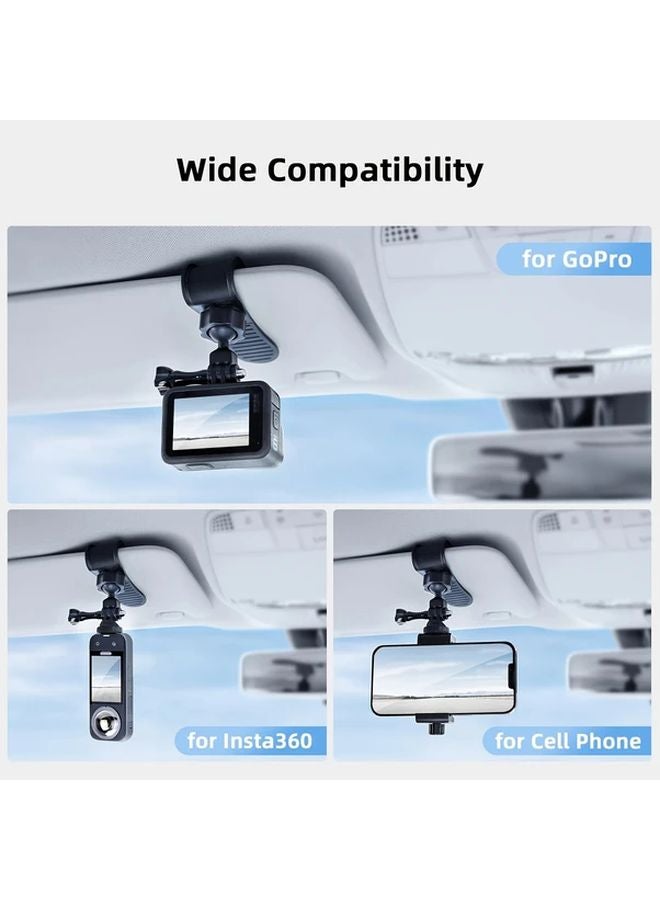 حامل ظلة السيارة الأسود لـ Insta360 X4 X3 DJI Osmo Pocket 3 Action 5 Pro 4 3 حامل لوحة القيادة متين من ABS - Image 4