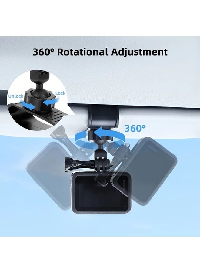 حامل ظلة السيارة الأسود لـ Insta360 X4 X3 DJI Osmo Pocket 3 Action 5 Pro 4 3 حامل لوحة القيادة متين من ABS - Image 5