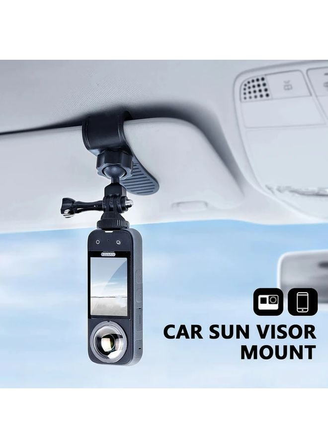 حامل ظلة السيارة الأسود لـ Insta360 X4 X3 DJI Osmo Pocket 3 Action 5 Pro 4 3 حامل لوحة القيادة متين من ABS - Image 2