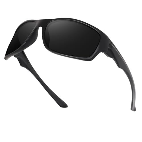 Dervin UV Protected Polarized Sports Sunglasses for Men and Women Driving Cycling Fishing Cricket Sunglasses (Black) - Image 1