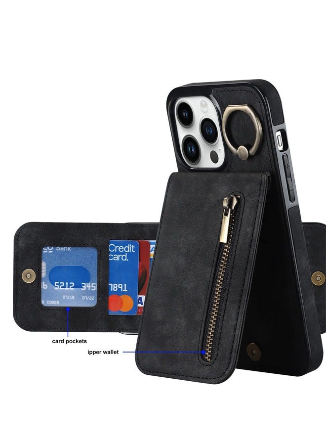 General Leather case for iPhone 15 Pro Max/15 Pro/15 Plus/15, slim soft case with stand and zipper card slot, scratch-resistant case  - Image 1